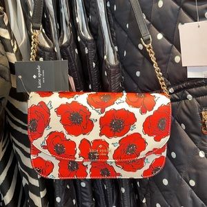 New Kate Spade Kristi Poppy Print Flap Crossbody Cream Multi